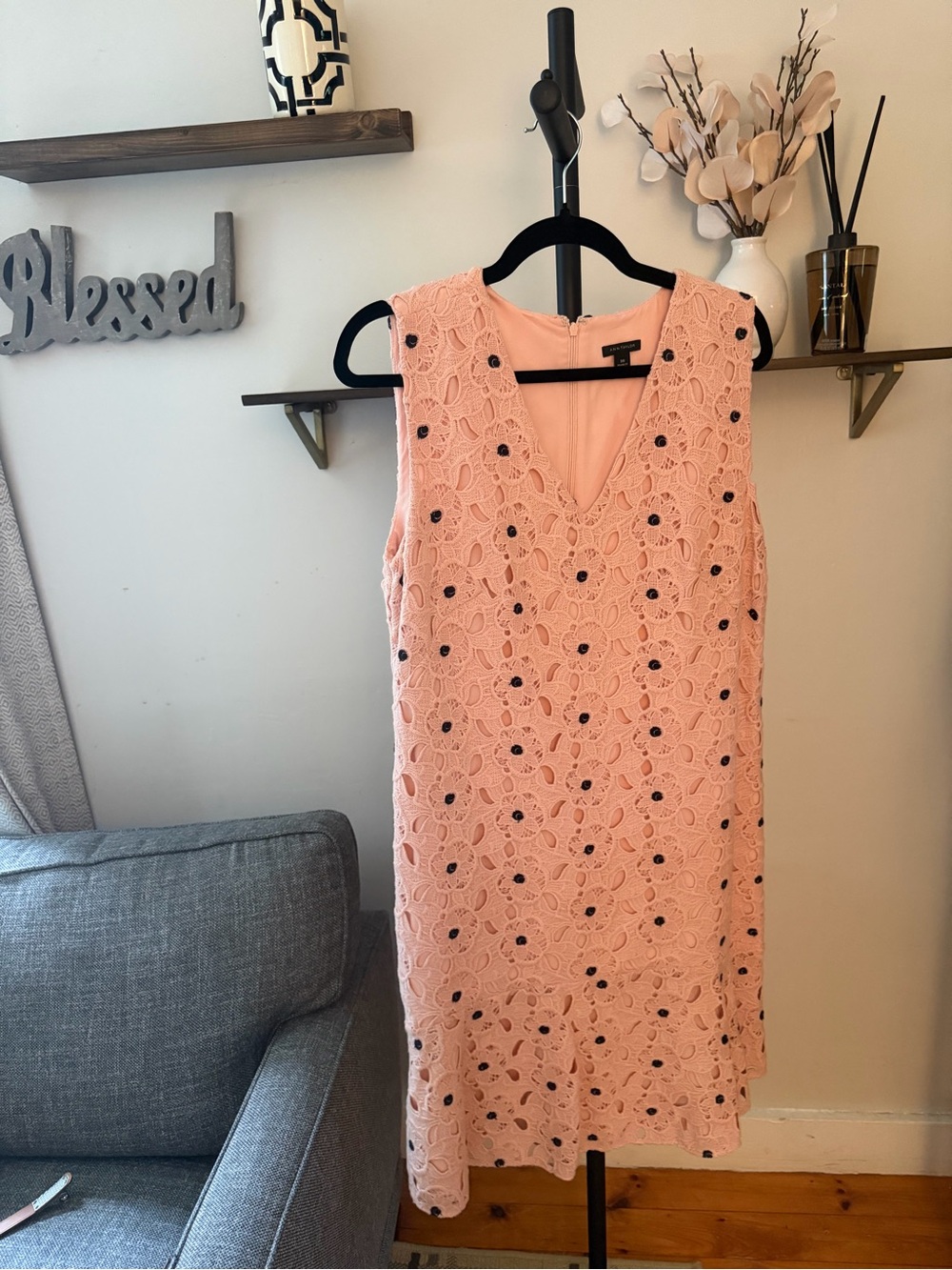 Ann Taylor Pink Eyelet Lace Dress sz 10